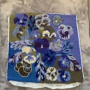 Vintage Handmade Floral Needlepoint Tapestry